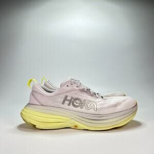 Hoka One One Women's Light Pink and Yellow Running Shoes